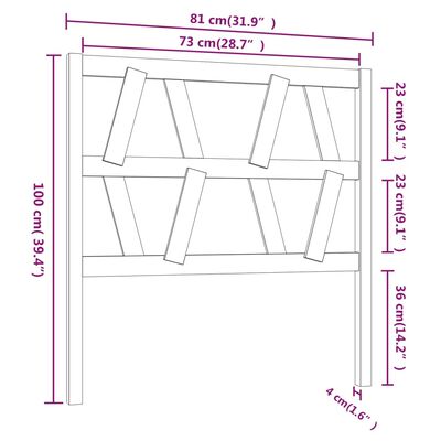 vidaXL Posteljno vzglavje medeno rjavo 81x4x100 cm trdna borovina