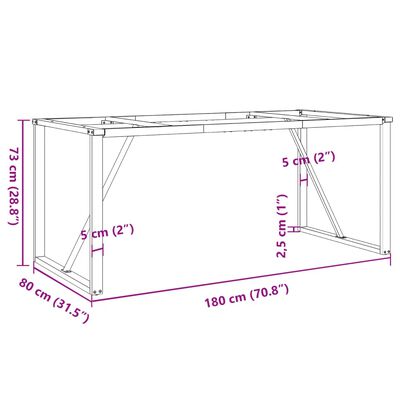 vidaXL Noge za jedilno mizo O-okvir 180x80x73 cm lito železo