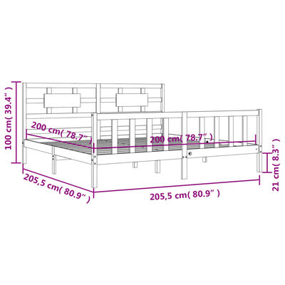 vidaXL Posteljni okvir brez vzmetnice 200x200 cm trdna borovina