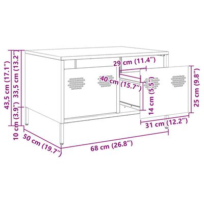 vidaXL TV omarica bela 68x50x43,5 cm hladno valjano jeklo