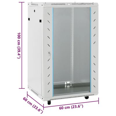 vidaXL Omrežna omarica 18U 19" IP20 siva 60x60x100 cm