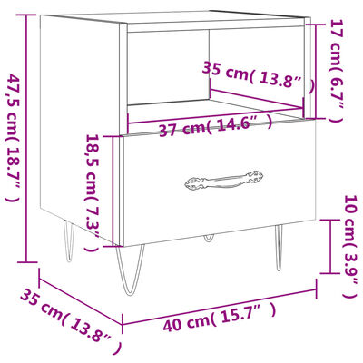 vidaXL Nočna omarica betonsko siva 40x35x47,5 cm inženirski les