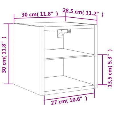 vidaXL Stenska TV omarica z LED lučkami sonoma hrast 30x28,5x30 cm