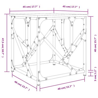 vidaXL Klubska mizica dimljeni hrast 45x45x47,5 cm inženirski les