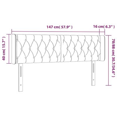 vidaXL Vzglavje z ušesi temno sivo 147x16x78/88 cm žamet