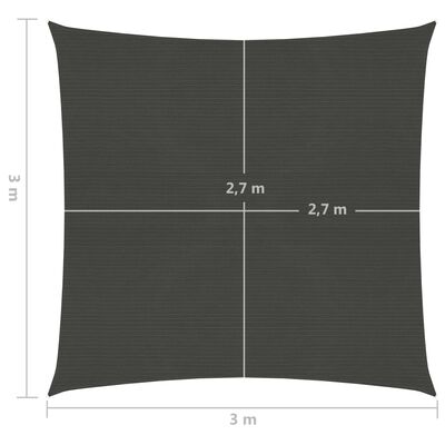 vidaXL Senčno jadro 160 g/m² antracitno 3x3 m HDPE