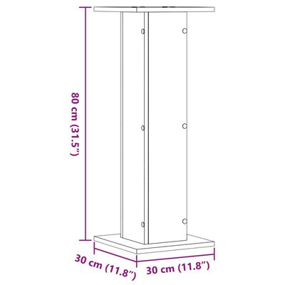 vidaXL Stojalo za rastline 2 kosa siva sonoma 30x30x80 cm inž. les