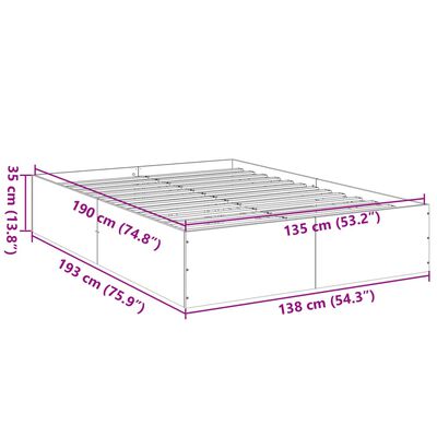 vidaXL Posteljni okvir rjav hrast 135x190 cm inženirski les