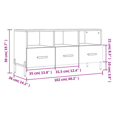 vidaXL TV omarica siva sonoma 102x36x50 cm inženirski les