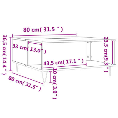 vidaXL Klubska mizica rjavi hrast 80x80x36,5 cm inženirski les