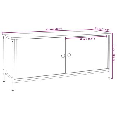 vidaXL TV omarica z vrati sonoma hrast 102x35x45 cm inženirski les