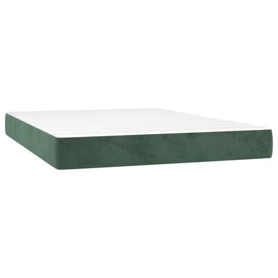 vidaXL Box spring postelja z vzmetnico temno zelen 140x190 cm žamet