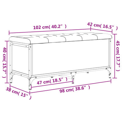 vidaXL Klop za shranjevanje sonoma hrast 102x42x45 cm inženirski les