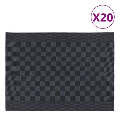 vidaXL Kuhinjske krpe 20 kosov črne in sive 50x70 cm bombaž