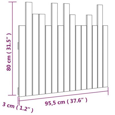 vidaXL Stensko posteljno vzglavje belo 95,5x3x80 cm trdna borovina