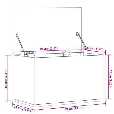 vidaXL Škatla za shranjevanje črna 60x35x35 cm inženirski les