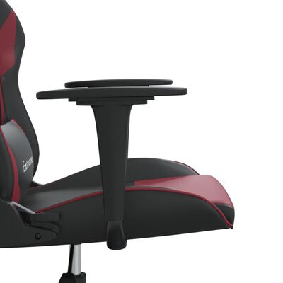 vidaXL Gaming stol črno in vinsko rdeče umetno usnje