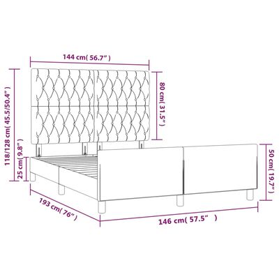 vidaXL Posteljni okvir brez vzmetnice črn 140x190 cm žamet