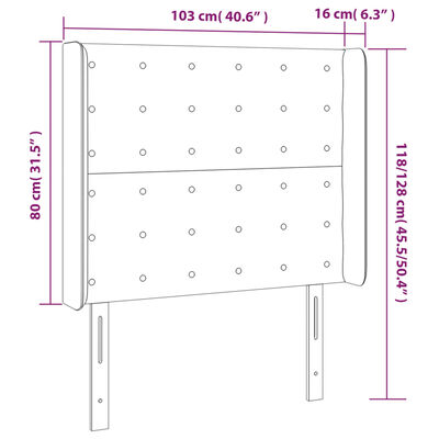 vidaXL LED posteljno vzglavje črno 103x16x118/128 cm umetno usnje