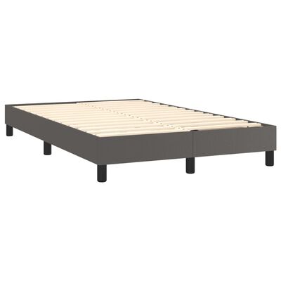 vidaXL Box spring postelja z vzmetnico siv 120x200 cm umetno usnje