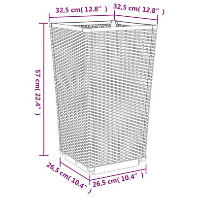 vidaXL Vrtna cvetlična korita 4 kosi rjava 32,5x32,5x57 cm PP