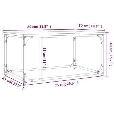 vidaXL Klubska mizica siva sonoma 80x50x40 cm inženirski les in železo