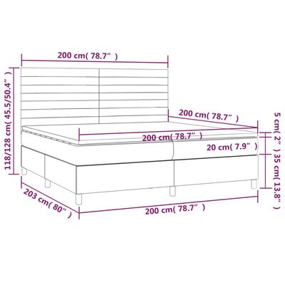 vidaXL Box spring postelja z vzmetnico svetlo siva 200x200 cm blago