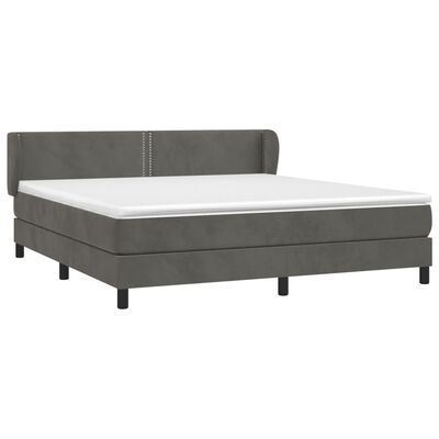 vidaXL Box spring postelja z vzmetnico temno siva 180x200 cm žamet