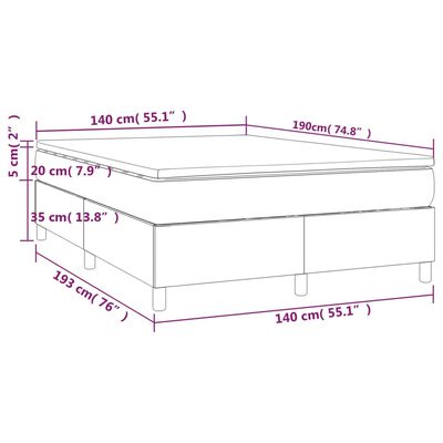 vidaXL Box spring postelja z vzmetnico svetlo siv 140x190 cm žamet