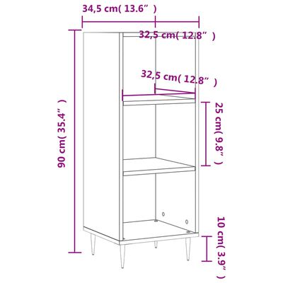 vidaXL Komoda sonoma hrast 34,5x32,5x90 cm inženirski les