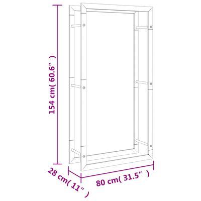 vidaXL Stojalo za drva 80x28x154 cm nerjaveče jeklo