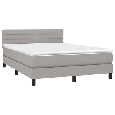 vidaXL Box spring postelja z vzmetnico svetlo siva 140x200 cm blago