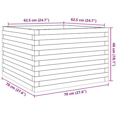 vidaXL Vrtno cvetlično korito 70x70x46 cm impregnirana borovina