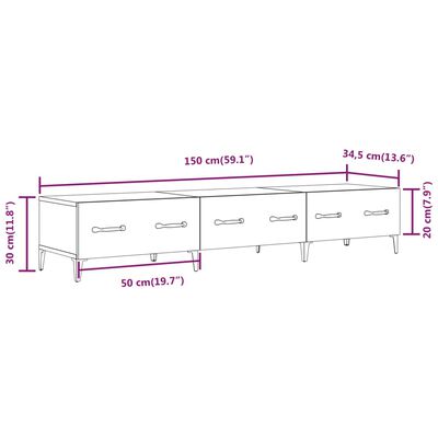 vidaXL TV omarica siva sonoma 150x34,5x30 cm konstruiran les