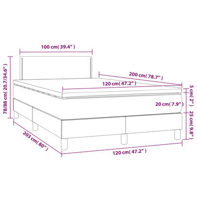 vidaXL Box spring postelja z vzmetnico LED bela 120x200cm umetno usnje