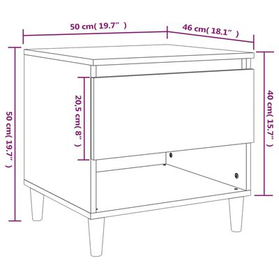 vidaXL Nočna omarica 2 kosa dimljen hrast 50x46x50 cm inženirski les