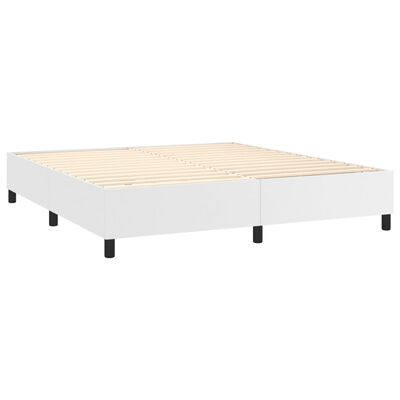 vidaXL Box spring postelja z vzmetnico LED bela 180x200cm umetno usnje