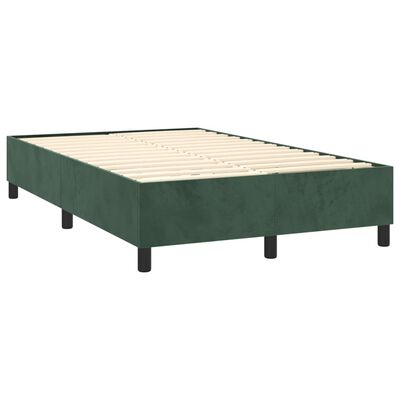 vidaXL Box spring postelja z vzmetnico temno zelen 140x190 cm žamet