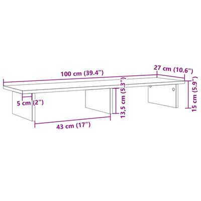 vidaXL Stojalo za zaslon bela 100x27x15 cm inženirski les