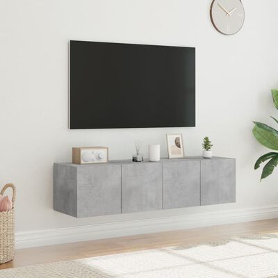 vidaXL Stenske TV omarice z LED 2 kosa betonsko siva 60x35x31 cm