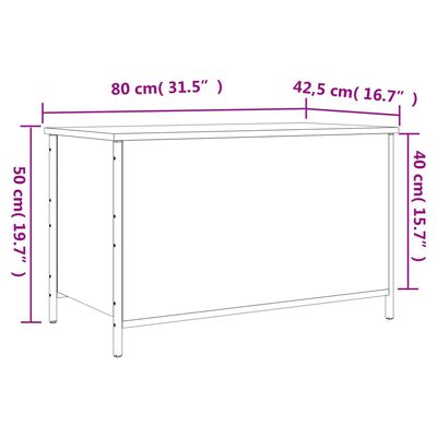 vidaXL Klop za shranjevanje dimljen hrast 80x42,5x50 cm inženirski les