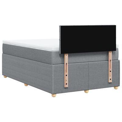 vidaXL Boxspring postelja z vzmetnico svetlo siva 120x190 cm blago