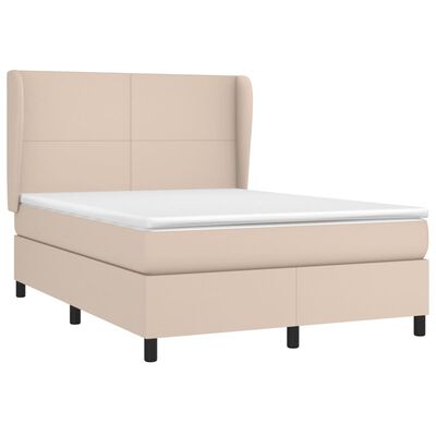 vidaXL Box spring postelja z vzmetnico kapučino 140x190cm umetno usnje