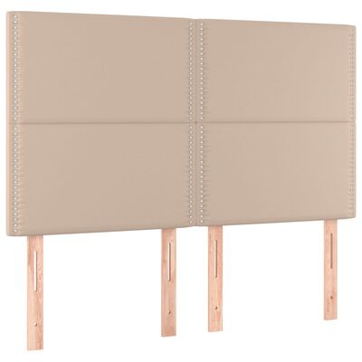 vidaXL Box spring postelja z vzmetnico kapučino 140x190cm umetno usnje