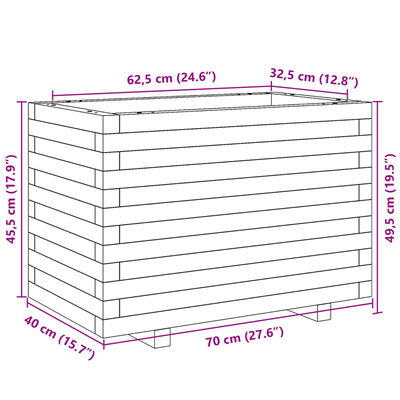 vidaXL Vrtno cvetlično korito voščeno 70x40x49,5 cm trdna borovina