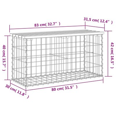 vidaXL Vrtna gabionska klop 83x31,5x42 cm trden les douglas