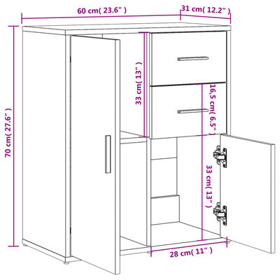 vidaXL Komoda siva sonoma 60x31x70 cm inženirski les