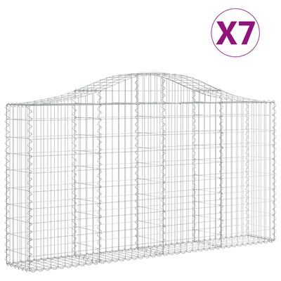 vidaXL Obokane gabion košare 7 kosov 200x30x100/120cm pocinkano železo