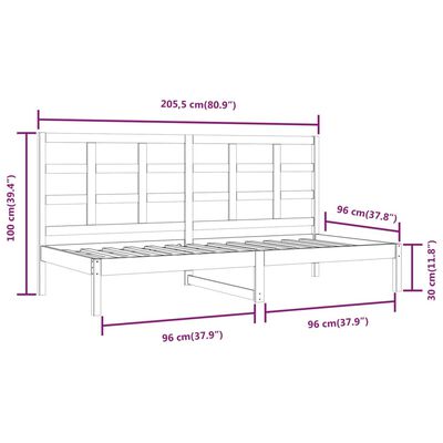 vidaXL Izvlečna postelja brez vzmetnice bela 90x200 cm trdna borovina