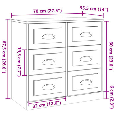 vidaXL Komoda sonoma hrast 70x35,5x67,5 cm inženirski les